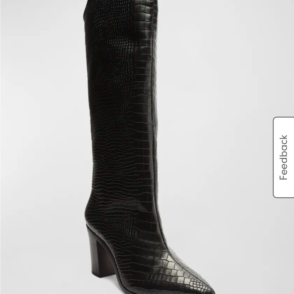 new in box schutz analeah size 9.5 black croc embossed boots